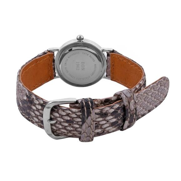 Sterling Silver Watch with Python Leather Strap - Picture 4 of 5